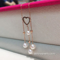 Gold Heart Pendant Jewelry Tassel Pearl Wedding Necklaces
